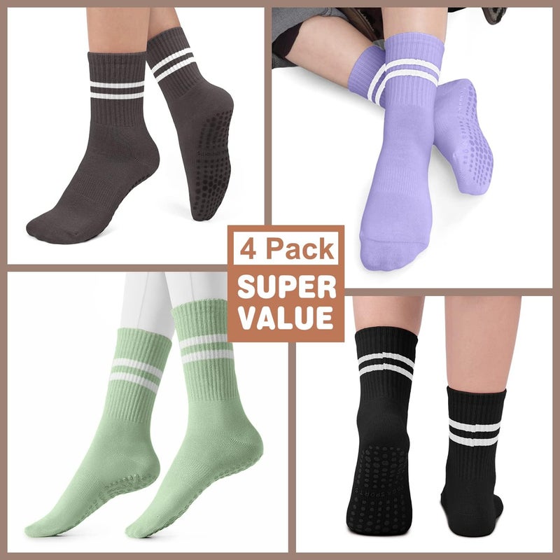 BLONGW Pilates Socks with Grips for Women, Non-Slip Yoga Athletic Socks for Barre Barefoot Workout Hospital - Image 4